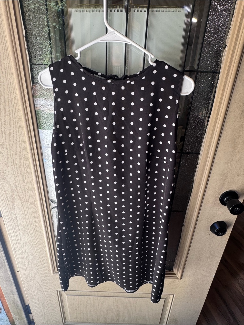 SHEIN Black & White Polka Dot Sleeveless Shift Dress